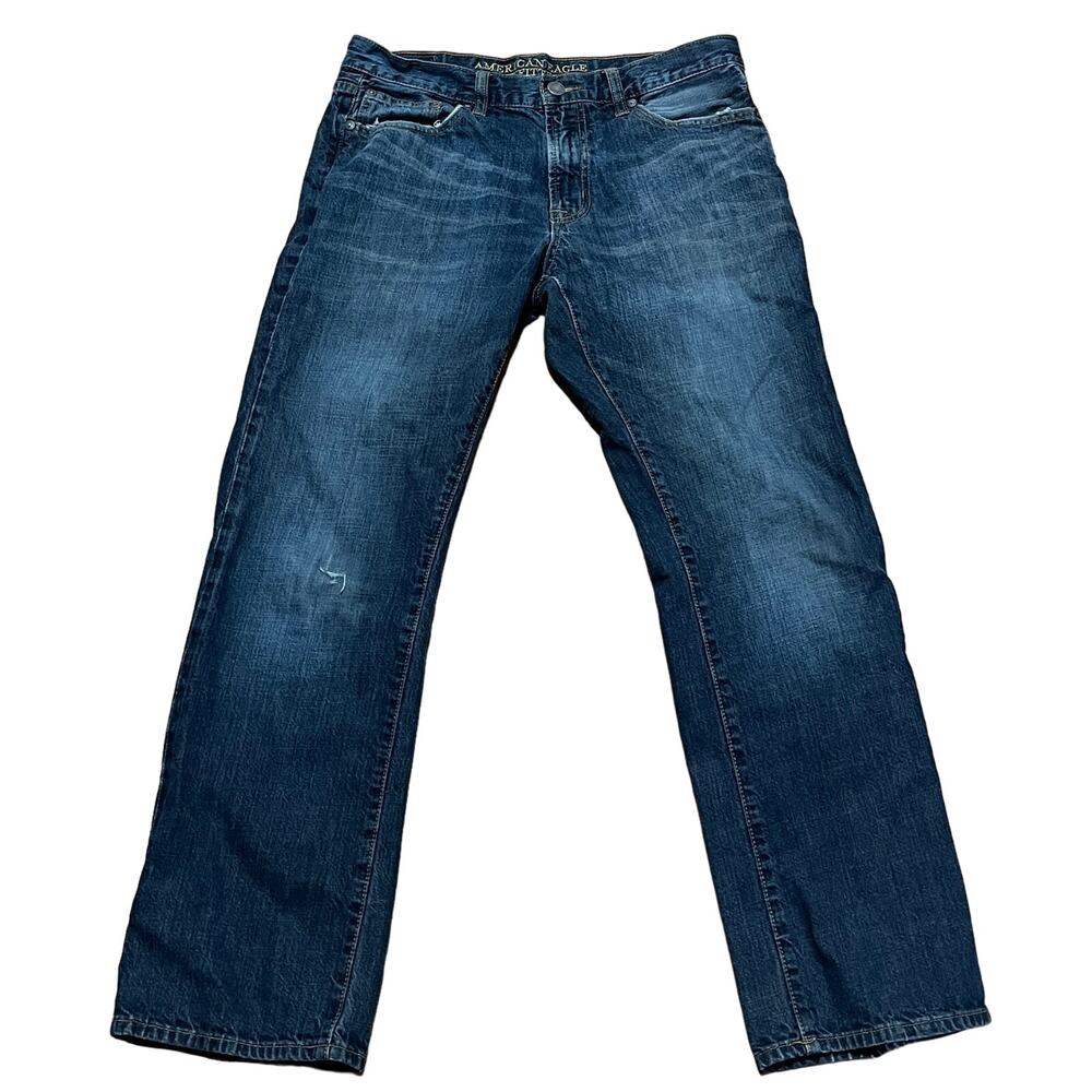 AEO American Eagle Mens Denim Jeans Original Boot 34 x 31 Distressed 100% Cotton